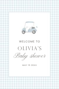 2041 blue golf Welcome sign 24x36: 2041 blue gingham bundle