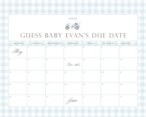 2041 blue golf date calendar 16x20: 2041 blue gingham bundle