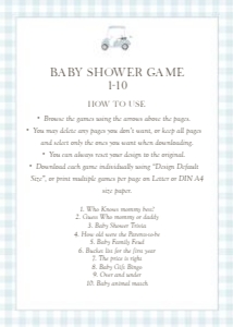 2041 blue golf baby shower game 1: 2041 blue gingham bundle