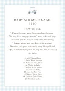 2041 blue golf baby shower game 2: 2041 blue gingham bundle
