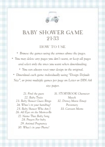 2041 blue golf baby shower game 3: 2041 blue gingham bundle