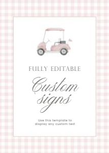2041 pink golf custom sign 5x7: 2041 pink gingham bundle