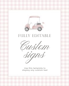 2041 pink golf custom sign 8x10: 2041 pink gingham bundle
