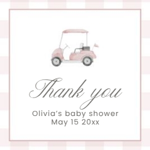 2041 pink golf round and square favor tag: 2041 pink gingham bundle