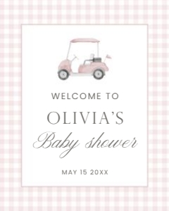 2041 pink golf Welcome sign 16x20: 2041 pink gingham bundle