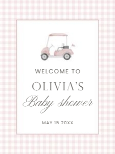 2041 pink golf welcome sign 18x24: 2041 pink gingham bundle