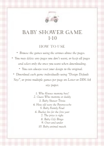 2041 pink golf baby shower game 1: 2041 pink gingham bundle