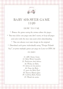 2041 pink golf baby shower game 2: 2041 pink gingham bundle