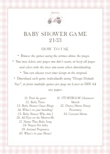 2041 pink golf baby shower game 3: 2041 pink gingham bundle