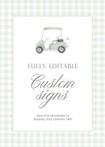 2041 sage green golf custom sign 5x7: 2041 sage green gingham bundle