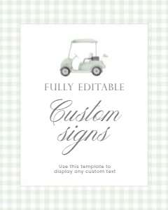 2041 sage green golf custom sign 8x10: 2041 sage green gingham bundle