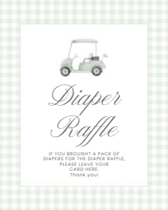 2041 sage green golf Diaper raffle sign: 2041 sage green gingham bundle