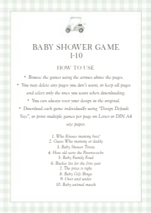 2041 sage green golf baby shower game 1: 2041 sage green gingham bundle