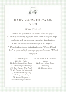 2041 sage green golf baby shower game 3: 2041 sage green gingham bundle