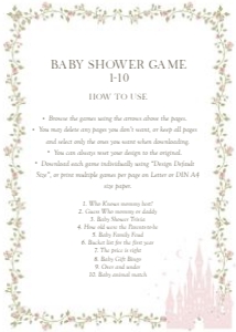 2042 pink baby shower game 1: 2042 bundle