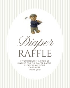 2041 teddy  golf Diaper raffle sign: 2041 teddy golf bundle