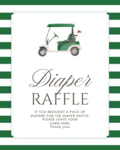 2041 green golf Diaper raffle sign: 2041 green new to the club bundle