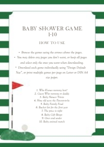 2041 green golf baby shower game 1: 2041 green new to the club bundle