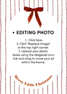 0809 merry little red bow: This red stripe Christmas photo card template features a hand-dra