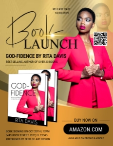 Stylish Gold & Black Author Book Launch Release Flyer design preview
