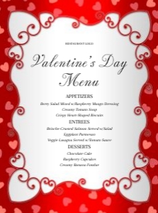 6.5 X 8.75 Lovely Red & Silver Valentine's Day Pink Hearts Menu design preview