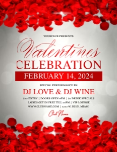 8.5 x 11 Elegant Red Petals & Roses Valentine's Day Event design preview