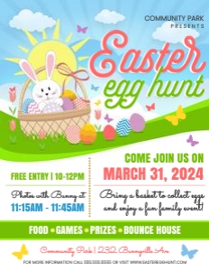 8.5x11 Colorful Easter Egg Hunt Flyer for Spring Events design preview
