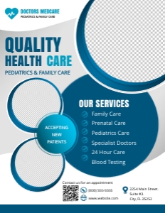 8.5x11 Professional Blue Health Medical Care Business Flyer design preview