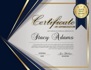 11 x 8.5 Professional Blue & Gold Certificate of Appreciation Award Flyer: Professional Blue & Gold Certificate of Appreciation Award