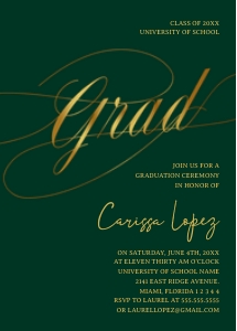 Minimal Emerald Green & Gold Calligraphy Graduation Ceremony Phot design preview