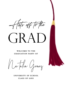 Hats Off To The Grad Maroon Gold Tassel Graduation White Minimal design preview