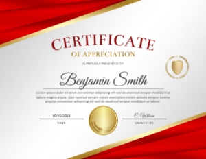 11 x 8.5 Premium Red & Gold Certificate of Appreciation Award: 11 x 8.5 Premium Red & Gold Certificate of Appreciation Award