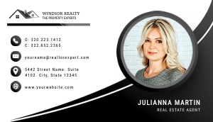 Professional Black & White Real Estate Agent Photo Business Card design preview