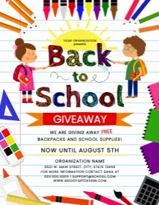Back to School School Supply Giveaway Flyer Template design preview
