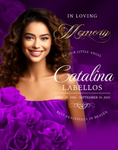 Purple Roses Obituary Funeral Memorial Service Photo Welcome Sign design preview