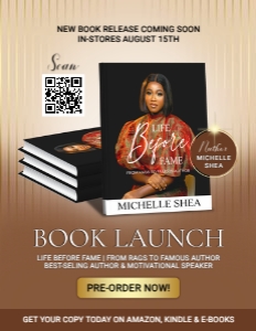 Modern Elegance: Brown & Gold Author Book Launch Flyer design preview
