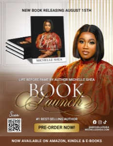 8.5x11" Stylish Script Brown & Gold Elegant Author Book Launch design preview
