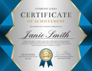 11X8.5" Blue, Grey & Gold Abstract Certificate Of Achievement Award: 11X8.5" Certificate Of Achievement Award Blue, Grey & Gold Flyer