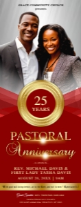 33x84" Elegant Pastoral Anniversary Red & Gold Church Retractable design preview