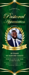 Pastoral Appreciation: Green & Gold Oval Leaf Photo Frame Church design preview