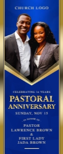 33 X 80 Pastoral Anniversary: Elegant Blue & Gold Frame Church design preview