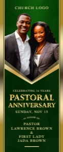 33 X 80 Pastoral Anniversary: Elegant Green & Gold Frame Church design preview