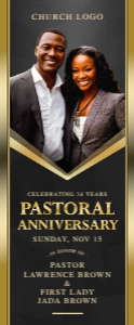 33 X 80 Pastoral Anniversary: Elegant Black & Gold Frame Church design preview