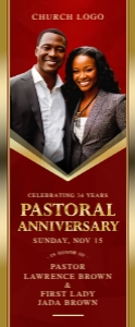 33 X 80 Pastoral Anniversary: Elegant Red & Gold Frame Church design preview