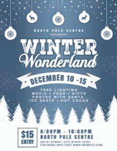 8.5x11 Winter Wonderland: Blue & White Holiday Flyer design preview