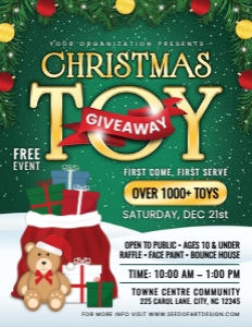 Magical Christmas Toy Giveaway: Santa Gift Bag & Teddy Flyer design preview