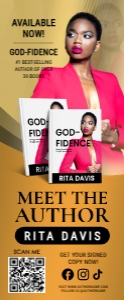 33x80" Meet The Author: Stylish Black & Gold Book Launch design preview