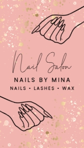 3.5x2 Blush Pink & Gold Specks Nail Salon Business Card design preview