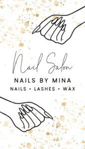 3.5x2 Luxury White & Gold Specks Nail Salon Business Card design preview