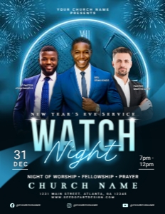 8.5x11 Watch Night: New Year's Eve Church Service Flyer design preview